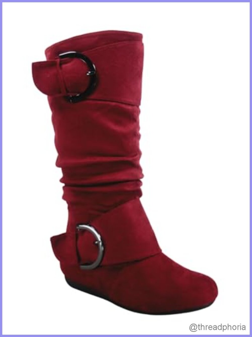 Faux Suede Slouchy Mid-Calf Boots Side Zip Flat Heel